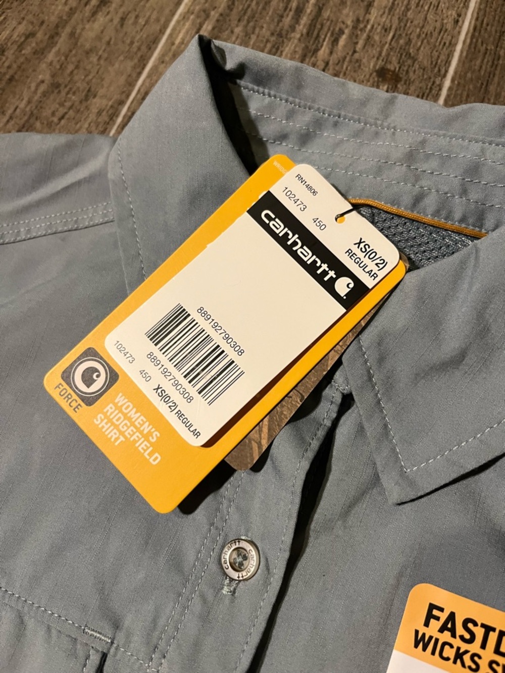 Carhartt Womens Ridgefield Shirt Stain Breaker Blue Long Sleeve XS 0/2 NEW - Picture 3 of 7